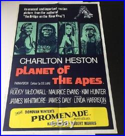 1968 ORIGINAL UK FILM POSTER PLANET OF THE APES CHARLTON HESTON, RODDY McDOWALL