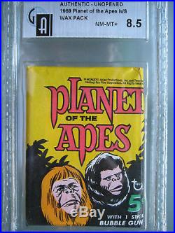 1969 Topps Planet of the Apes Wax Pack Graded GAI 8.5 Rare Color Photo Cards
