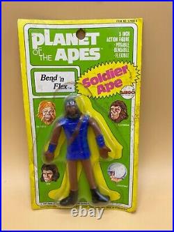 1974 Mego Bend N Flex Planet Of The Apes Soldier Ape Bendy Pota Moc Sealed