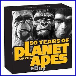 2018 $2 Planet of the Apes 50th Anniversary 2 oz Silver High Relief coin