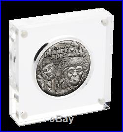 2018 PLANET OF THE APES 50th ANNIVERSARY 2oz Silver Antiqued $2 Coin