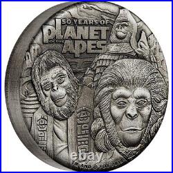 2018 Planet of the Apes 50 years 2OZ Silver Antiqued Coin Perth Mint IMPERFECT