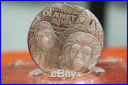 2oz Silver Antiqued COIN Planet of the Apes 50th Anniversary LTD Mintage 2000
