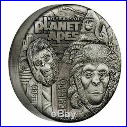 2oz Silver Antiqued COIN Planet of the Apes 50th Anniversary LTD Mintage 2000