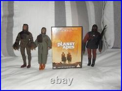 3 Vintage 70's Planet Of The Apes Figures Plus Original Complete DVD Tv Series