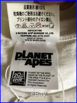 A BATHING APE T-shirt PLANET OF THE APES Rise Of Liberty Size Large White