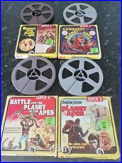Bundle X4 Super 8mm Planet Of The Apes B&W Silent Home Movie Reels