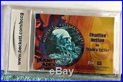 CHARLTON HESTON 2001 Toppa Planet of the Apes Movie Autograph Ben Hur BCCG 10