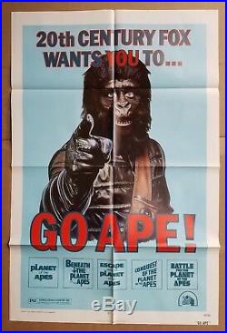 GO APE 1974 Genuine 1-sheet poster All 5 Planet Of The Apes Film FESTIVAL 74/193