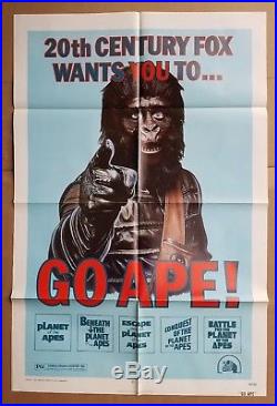 GO APE 1974 Genuine 1-sheet poster All 5 Planet Of The Apes Film FESTIVAL 74/193