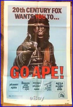 GO APE Poster from 1974 PLANET OF THE APES FESTIVAL 1-SHEET Great Shape
