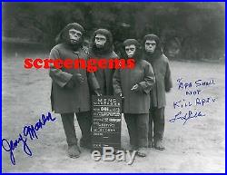 Jerry Maren Planet of the Apes signed photo behind scenes midgets chimps mint
