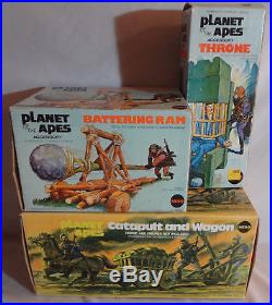 Mego POTA Planet of the Apes Catapult & Wagon, Battering Ram, Throne Boxed lot