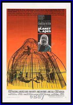PLANET OF THE APES 1968 NearMINT MOVIE POSTER! ARCHIVAL MUSEUM LINEN-MOUNTED