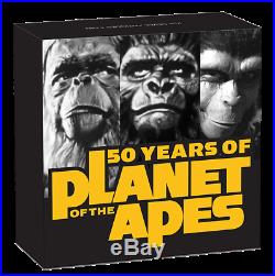 PLANET OF THE APES 50th ANNIVERSARY 2018 2oz SILVER ANTIQUED COIN