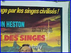 PLANET OF THE APES original 1968 1st RELEASE linenbacked French med movie POSTER