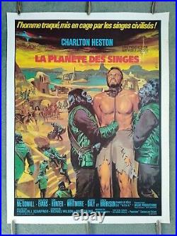 PLANET OF THE APES original 1968 1st release linenbacked French med movie POSTER