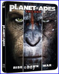 Planet Of The Apes Trilogy (Collectors Blu Ray Steelbook) Rise Dawn War NEW