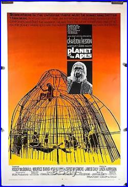 Planet of the Apes 1968 Original Movie Poster One Sheet Linen Backed (27 X 41)