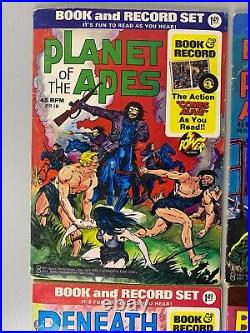 Planet of the Apes Book and Record Set Lot of 4 Power Records
