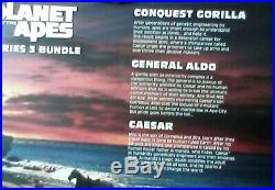 Planet of the Apes Conquest Gorilla, Caesar, General Aldo. Series 3. NECA