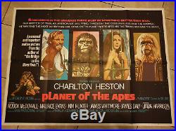 Planet of the Apes Original Near Mint 1968 UK Quad Poster Charlton Heston