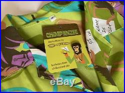 Rare SHAG Josh Agle Chimpanzee Aloha Shirt Planet of the Apes Tiki with Pin M