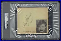 Roddy McDowall d. 1998 signed autograph 4.5x5 cut Planet of the Apes PSA Slabbed