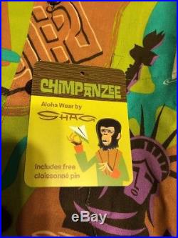 SHAG Josh Agle planet of the apes chimpanzee Aloha Tiki Shirt New XL