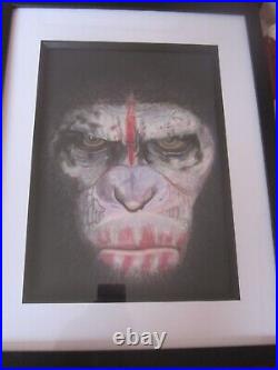 Small Original Pastel Painting Caesar (Planet of the Apes)