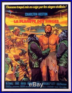 THE PLANET OF THE APES CHARLTON HESTON SCI-FI 1968 FRENCH 23x31 LINENBACKED