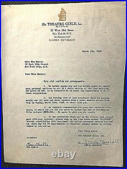 The Planet Of The Apes Kim Hunter Signed Orig. 1948 Letter/marlon Brando