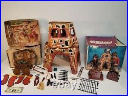 Vintage 1967 Mego Planet The Apes Fortress Playset W Box & Wagon & Village