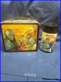 Vintage 1974 Aladin Planet Of The Apes Metal Lunchbox With Thermos