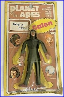 Vintage 1974 Bend N Flex Planet of the Apes Galen Figure Mego sealed On Card