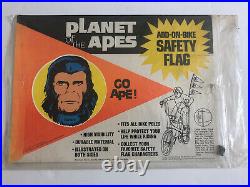 Vintage 1974 Planet of the Apes Add-On-Bike Safety flag-Lot Set 4 unused sealed