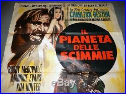 Vintage MOVIE POSTER Large ITALY 1968 PLANET OF THE APES 39x55