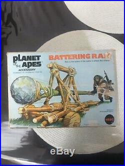 Vintage Mego Planet of the Apes Battering Ram With Box Plus Figures Lot