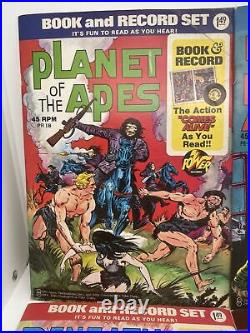 Vintage Planet of the Apes Book and Record Set with All Four Records Clean! VG+
