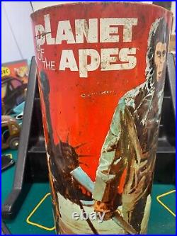 Vintage Planet of the Apes Metal Trash Can 16 x 8