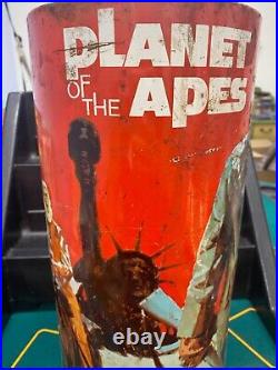 Vintage Planet of the Apes Metal Trash Can 16 x 8