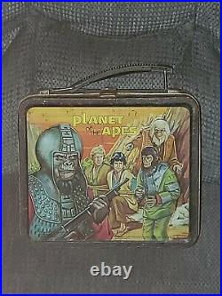 Vintage metal lunch box 1974 planet of the apes with thermos