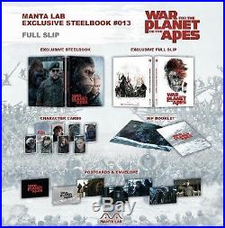 WAR FOR THE PLANET OF THE APES 2D/3D/4K Blu-ray STEELBOOK BOXSET MANTA LAB #78